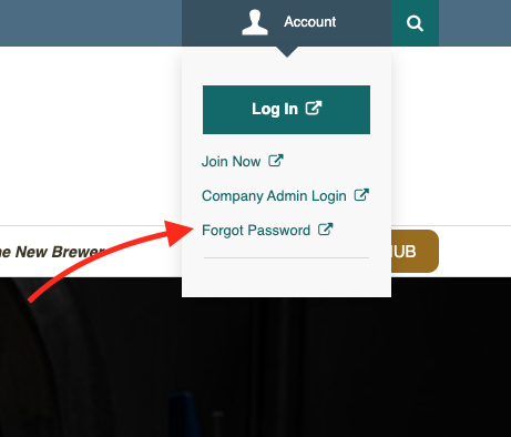 Click the Account menu and select Forgot Password