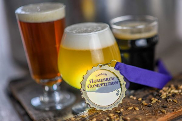 Three beers with a National Homebrew Competition medal