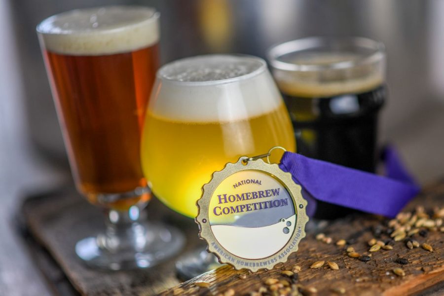 Three beers with a National Homebrew Competition medal