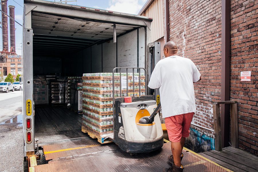 Beer being loaded onto truck