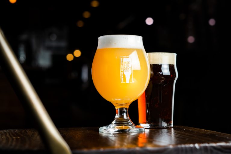 beer glass with Indie beer seal