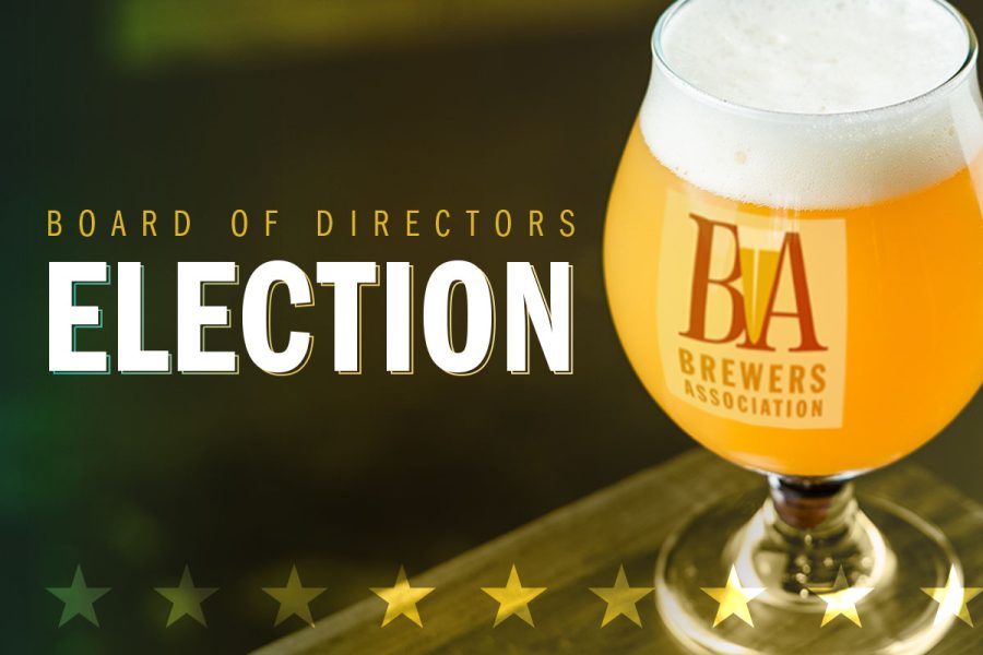 Beer glass with BA logo and text 