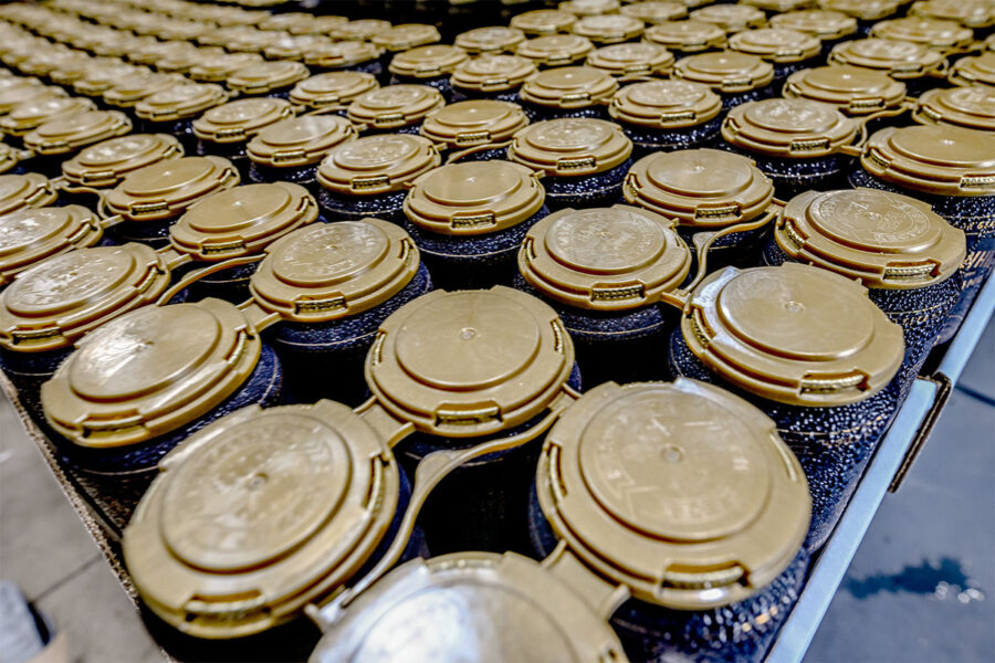 Plastic 4 pack holders on craft beer.