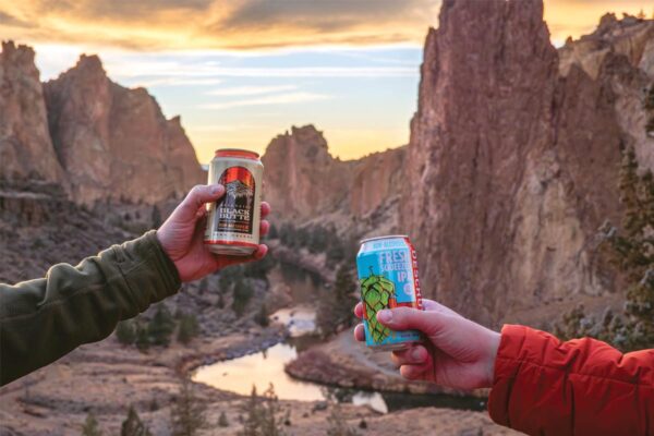 Deschutes NA Beer cheers with desert background