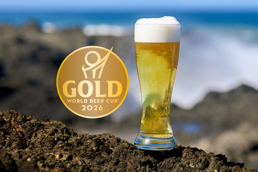 Mexican lager in glass with World Beer Cup logo