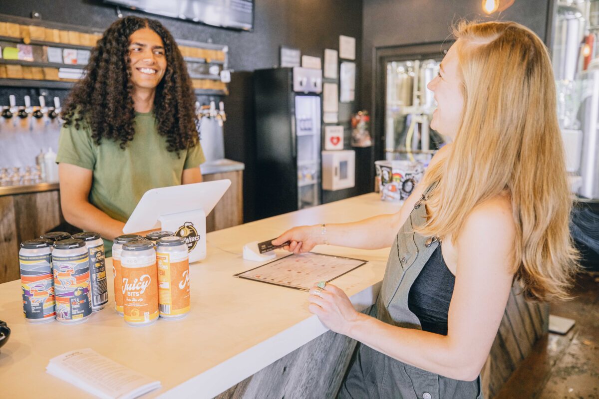 taproom bartender taking an order